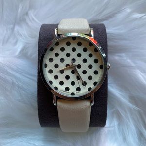 Watch Wristwatch Ivory Cream Black Dots